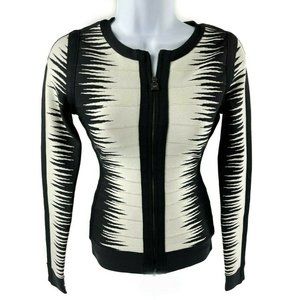 Herve Leger - Britt Ombre Bandage Jacquard Jacket -  Black / White - XS